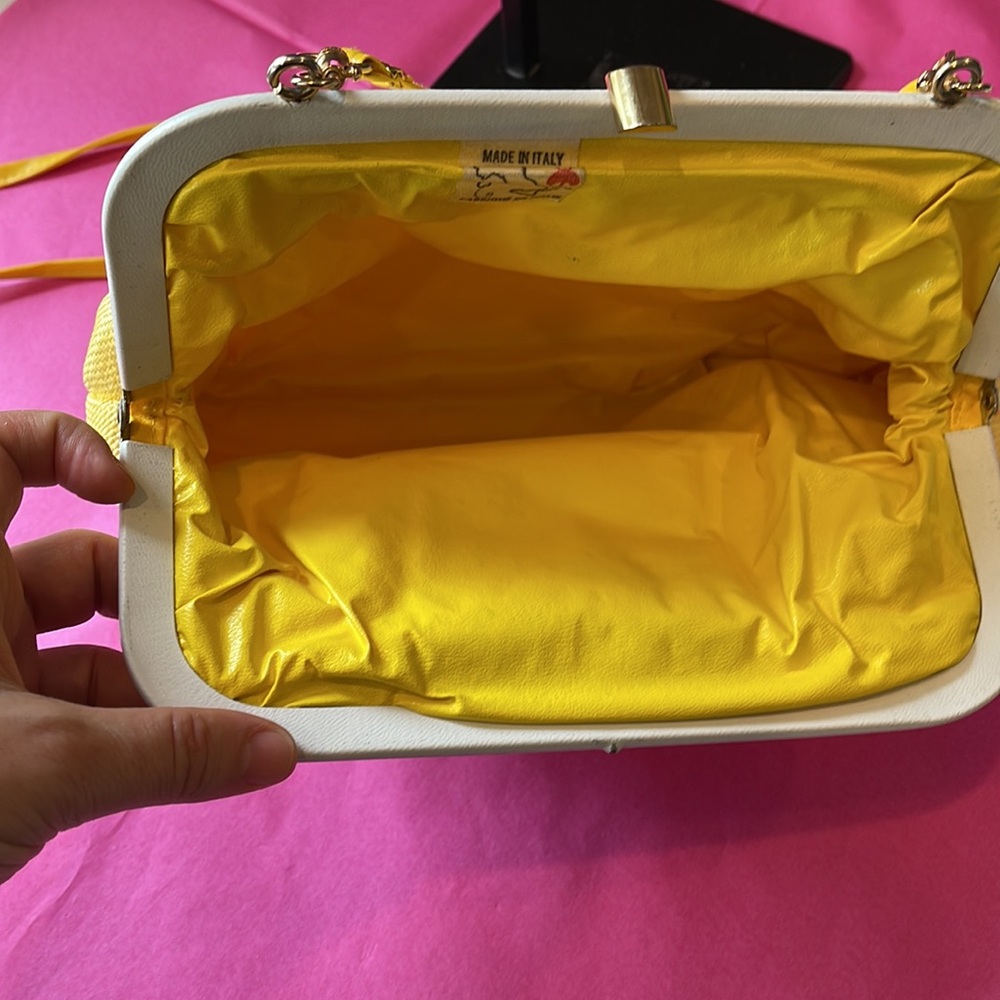 Vintage Yellow Clutch | Made in Italy | Elegant Evening Bag - Picture 9 of 13